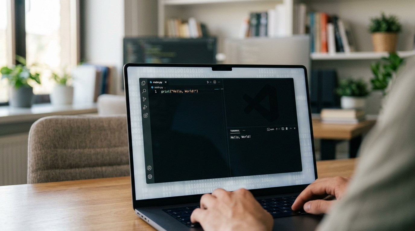 Hello World程序在Python中运行成功的示例截图