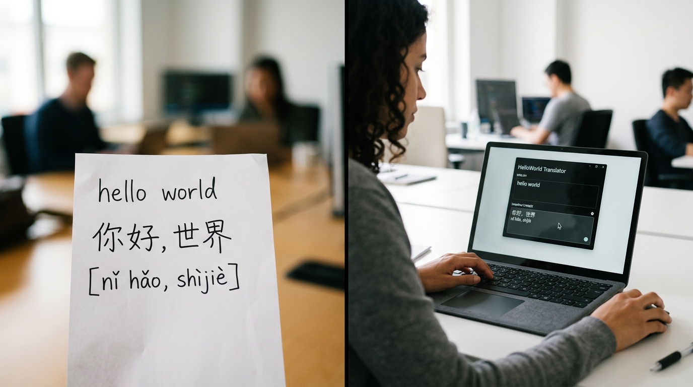 helloword翻译两种搜索意图对比：英文短语翻译与HelloWorld翻译软件