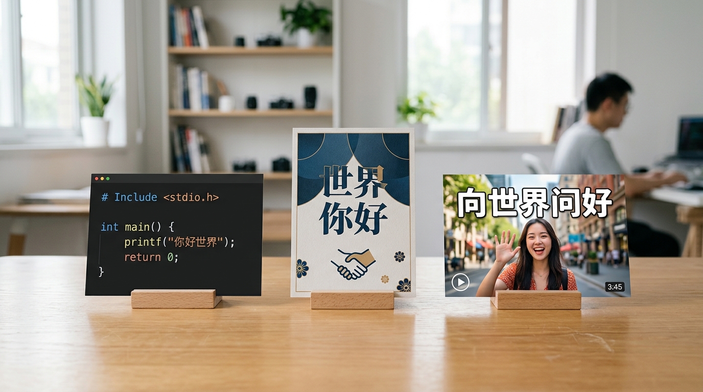 helloword翻译三种中文译法在编程文案日常场景的对比