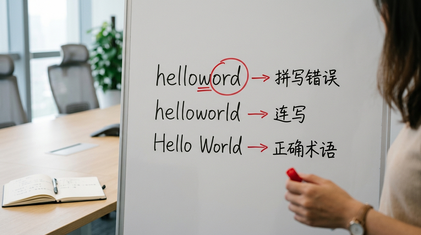 helloword翻译常见拼写错误对比图