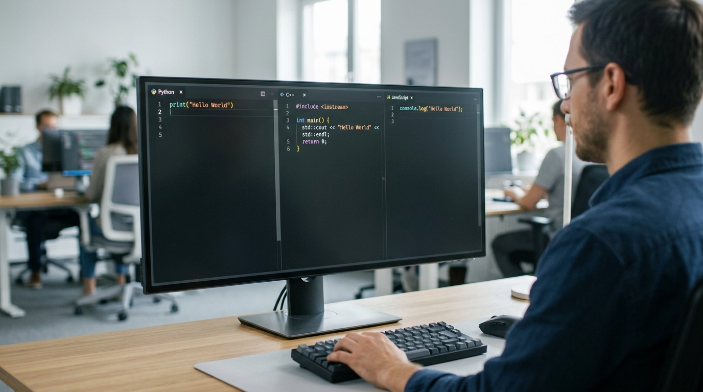 C Python Java的hello world代码示例与helloword翻译