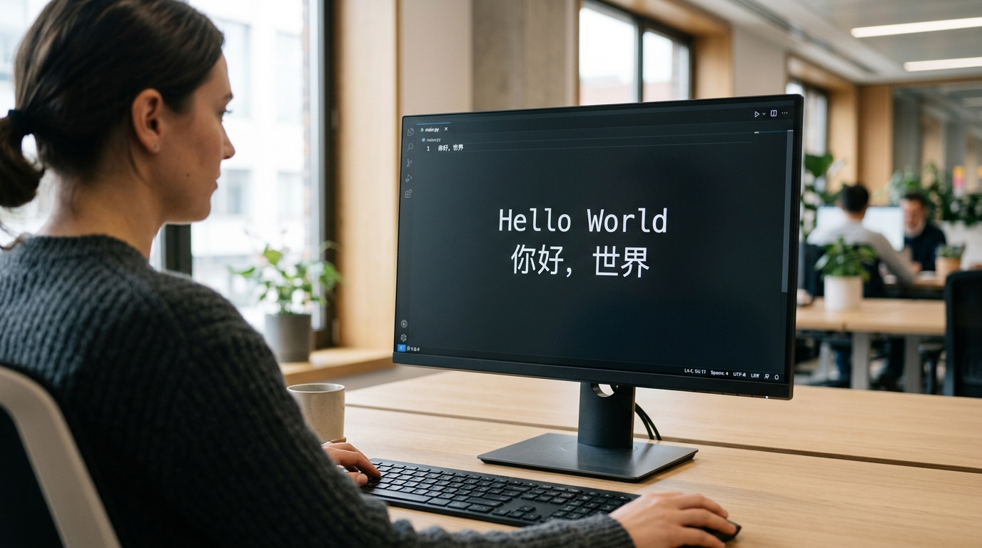 helloword翻译成中文你好世界示意图
