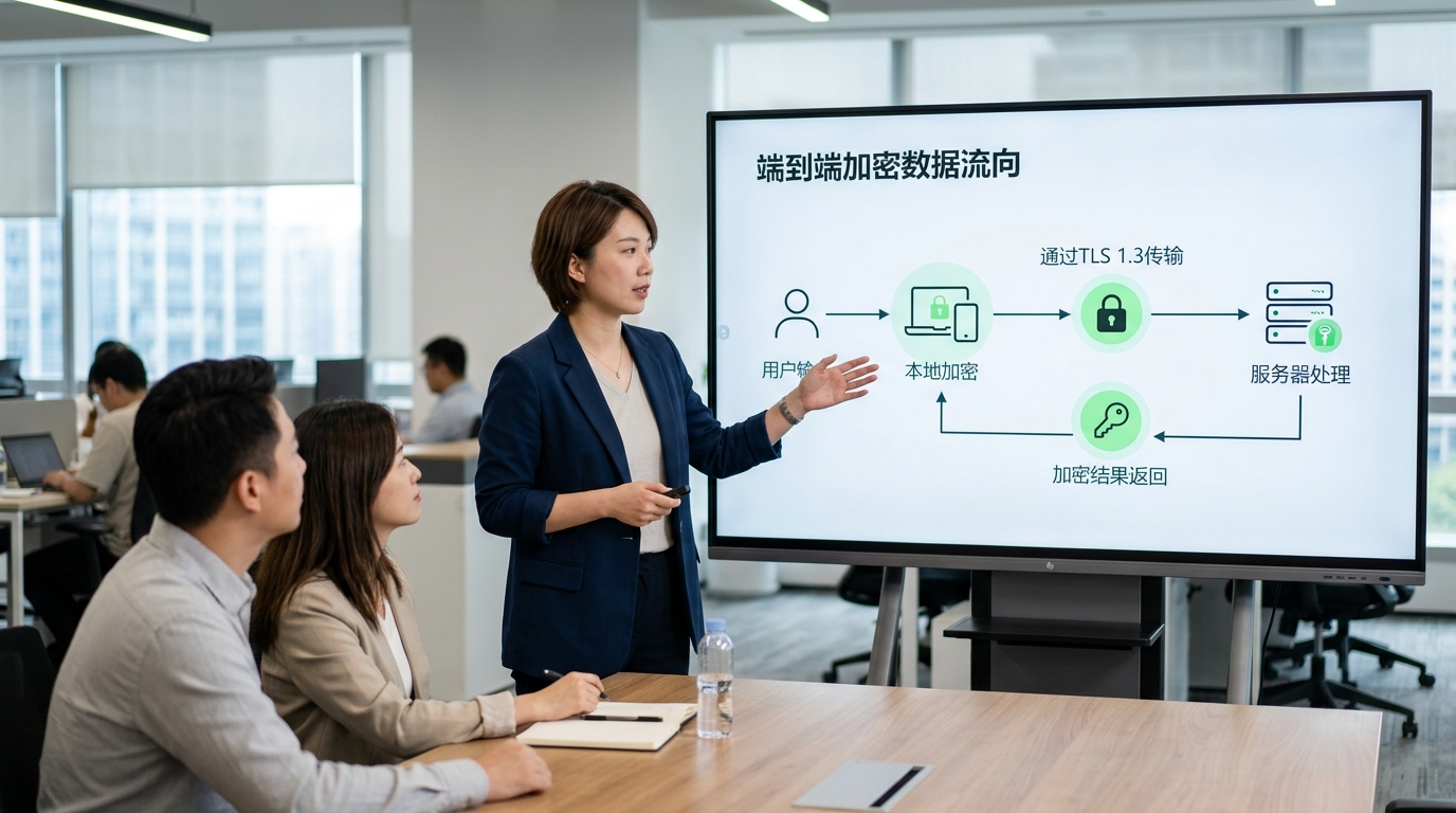 helloword翻译电脑版数据加密流程与安全传输示意图