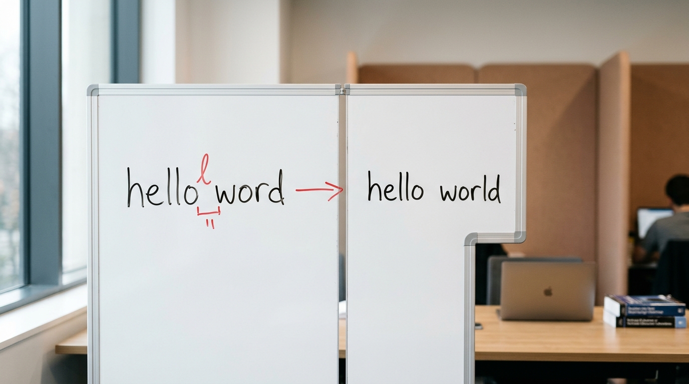 helloword翻译拼写对比：helloword与正确的hello world区别